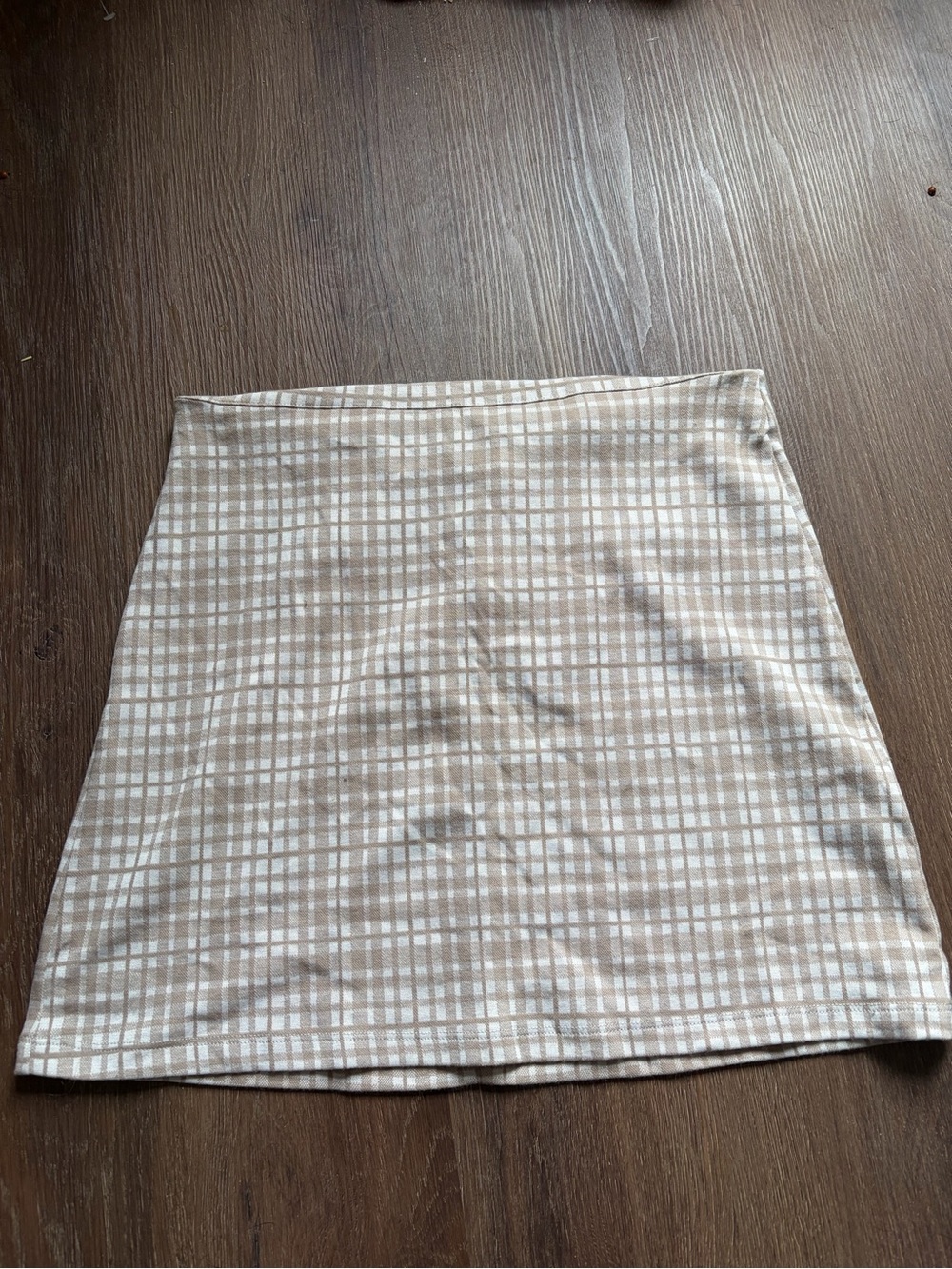 La Hearts Beige Plaid Midi Skirt